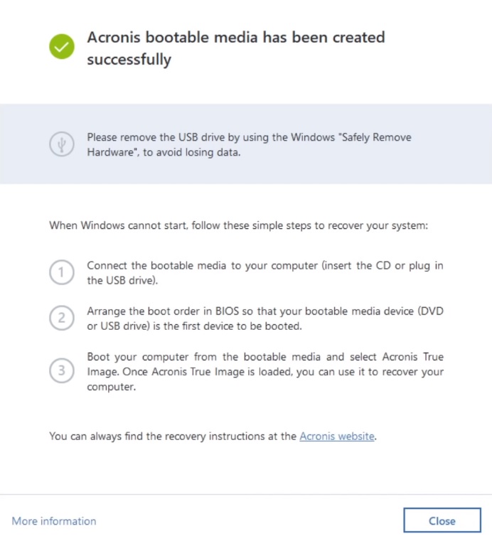 boot acronis true image from usb flash drive