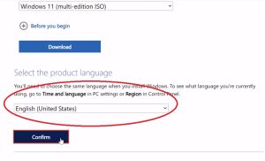 language select in Windows 11