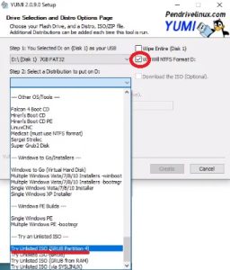 Choose a options in YUMI