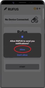 allow notification in mobile rufus