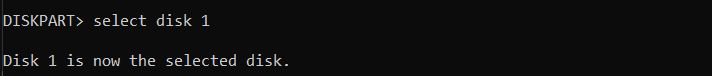 Type select disk n, replacing n with your drive number, and press Enter to confirm.