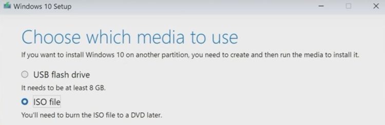 Select ‘ISO file’ and ‘Next’