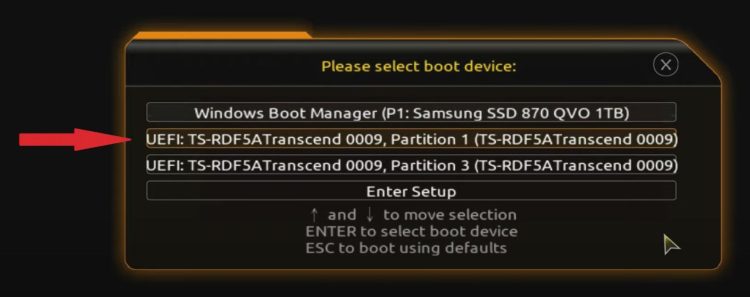 Access the boot menu