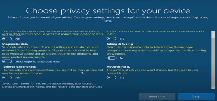 Set up your privacy settings as desired