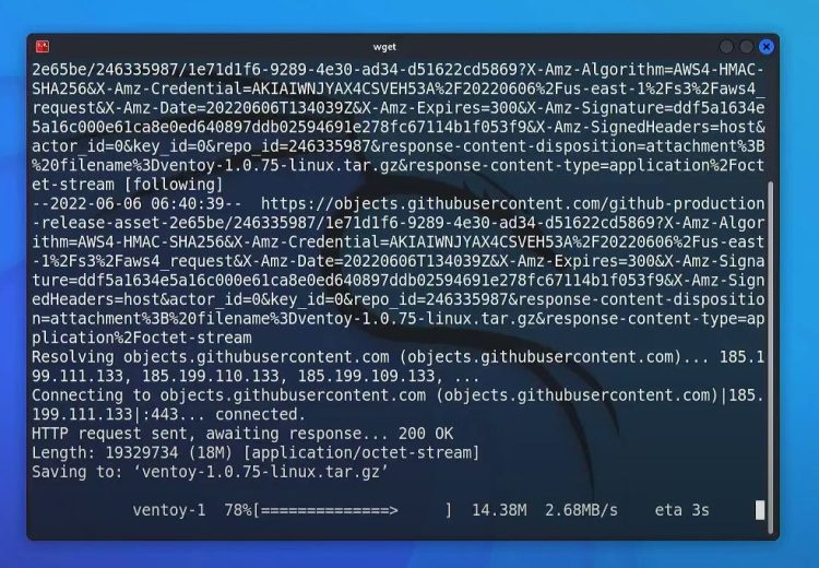 Downloading Ventoy on Kali linux