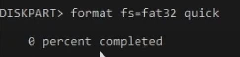 format fs=fat32 quick