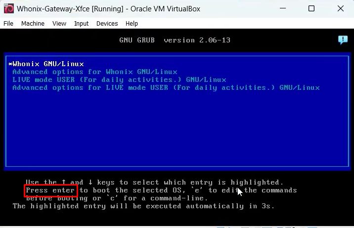 Configuring and Starting Whonix Gateway