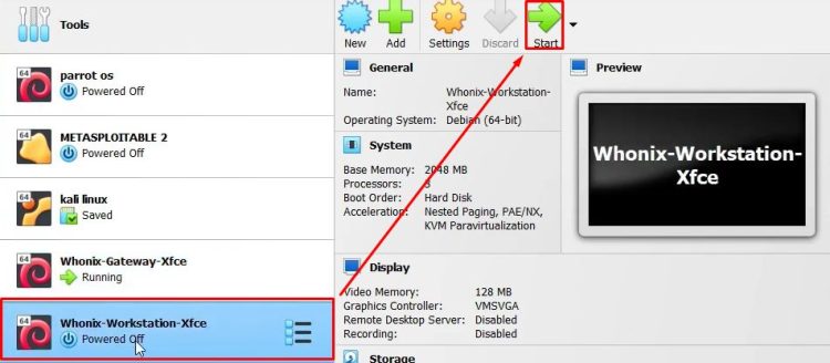 Configuring and Starting Whonix Workstation