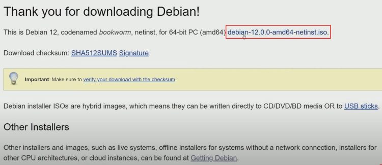 Debian 12 installation