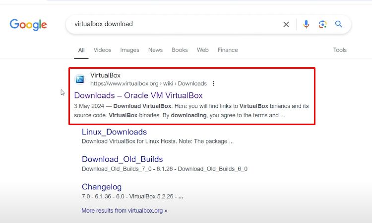 VirtualBox downloading